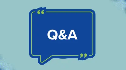 Speech bubble with the text "Q&A". 
